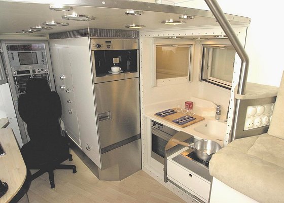 Kitchen in MaxiMog trailer