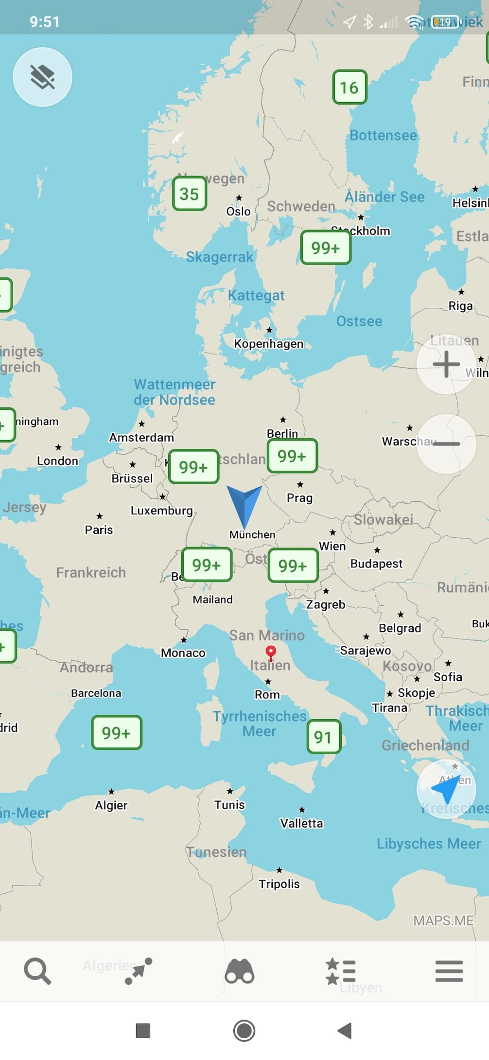 Captura de pantalla de Maps.Me para navegar en autocaravanas y caravanas